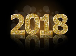 Złote cyfry tworzące rok 2018