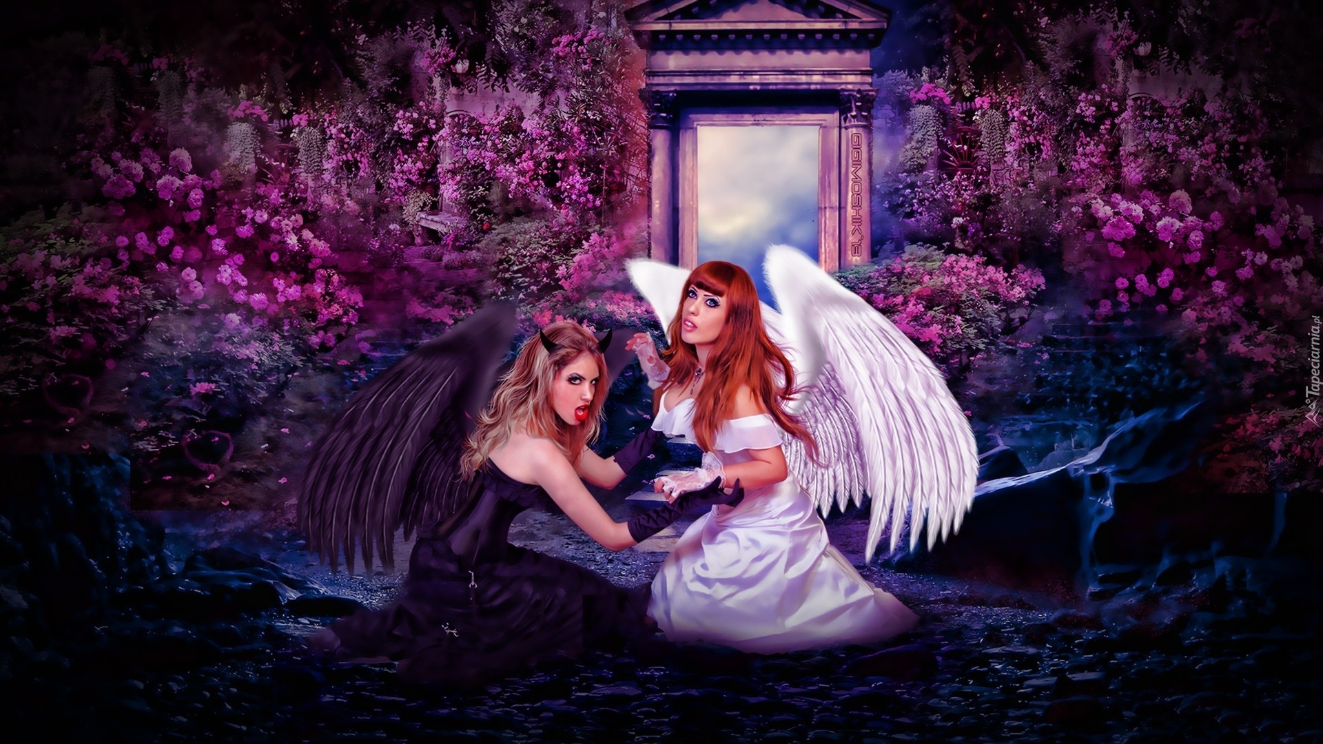 Anioł Za Dnia Diablica W Nocy Edycja Tapety: Kobiety, Anioł, Diablica, Walka