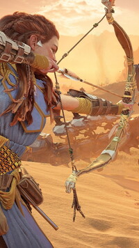 Aloy z łukiem z gry Horizon Forbidden West