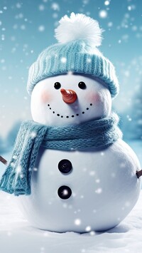 Bałwanek w niebieskiej czapce i szaliku