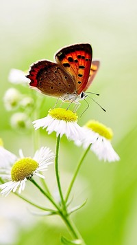 Barwny motyl na przymiotnie