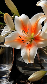 Biała lilia w szklanym wazonie