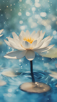 Biała lilia wodna w 2D