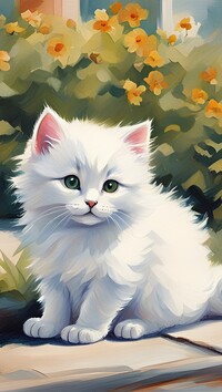 Biały mały kotek