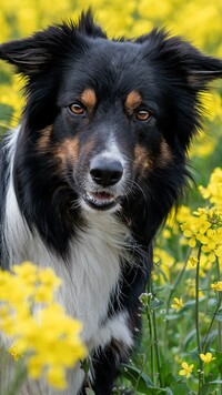 Border collie w rzepaku