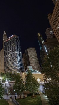 Chicagowskie wieżowce nocą