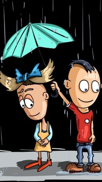 Chłopak i dziewczyna pod parasolem