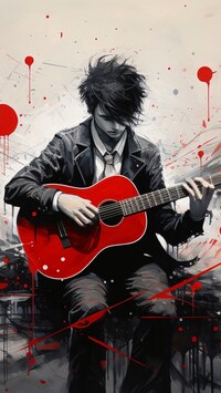 Chłopiec z czerwoną gitarą