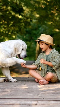 Chłopiec z labradorem retriever