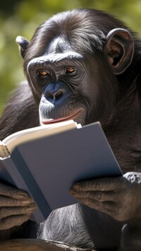 Czytający szympans