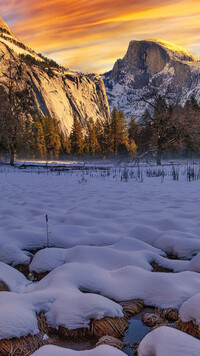 Dolina Yosemite Valley zimową porą