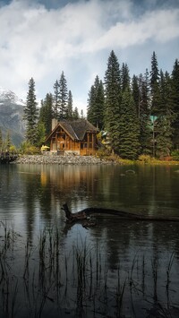 Domek pod lasem nad jeziorem Emerald Lake