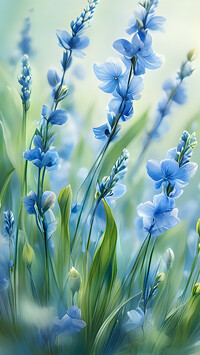 Drobne niebieskie kwiatki w grafice
