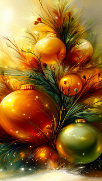 Duże i małe bombki na choince w grafice