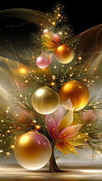 Duże i małe kolorowe bombki na choince