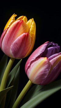 Dwa kolorowe tulipany