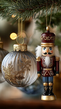 Dziadek do orzechów i bombka ozdobna na choince