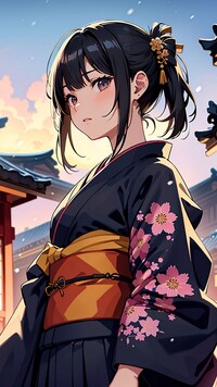 Dziewczyna w kimonie w anime