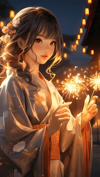 Dziewczyna ze sztucznymi ogniami w anime