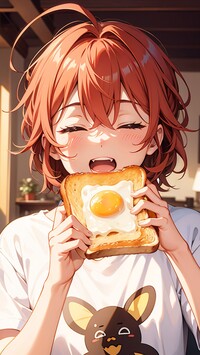 Dziewczynka jedząca tosta z jajkiem