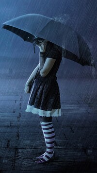 Dziewczynka z parasolką w deszczu