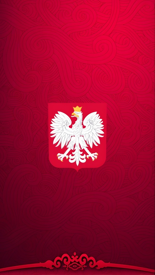 Godło Polski na czerwonym tle