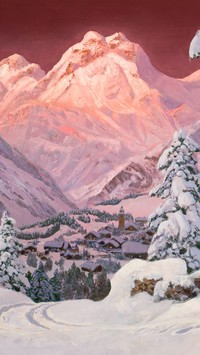Góry zimą na obrazie Aloisa Arneggera