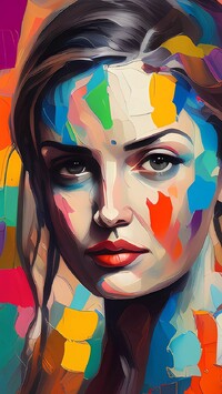 Grafika kolorowej twarzy kobiety