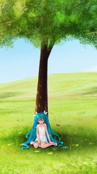 Hatsune Miku pod drzewem