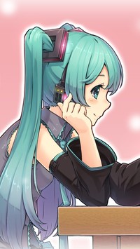 Hatsune Miku słuchająca muzyki