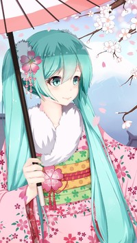 Hatsune Miku z parasolką