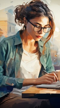 Kobieta w okularach przy laptopie