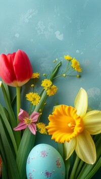 Kolorowa pisanka i kwiatki