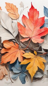 Kolorowe jesienne liście w grafice