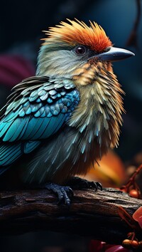 Kolorowy ptak na gałęzi