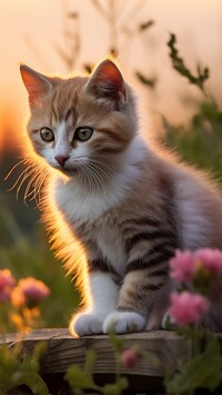 Kotek siedzący na ogrodzeniu