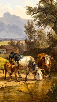 Krowy na obrazie Friedricha Gauermanna