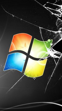 Logo Windows na pękniętym ekranie