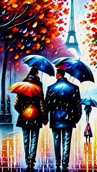 Ludzie pod parasolami w Paryżu