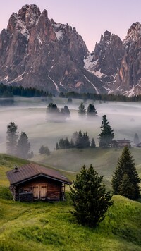 Mgła nad płaskowyżem Seiser Alm