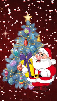 Mikołaj podkładający prezenty pod choinkę