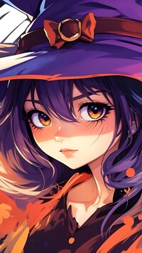 Młoda czarownica w kapeluszu w anime
