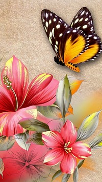 Motyl nad kwiatami