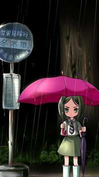 Na przystanku w deszczu