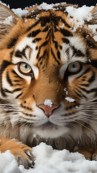 Ośnieżona głowa tygrysa