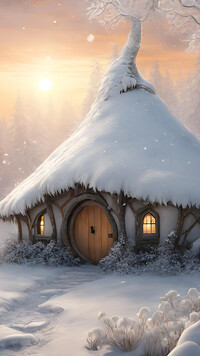 Ośnieżony domek Hobbita