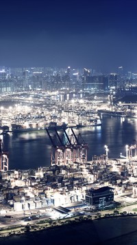 Panorama Hongkongu nocą