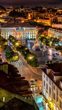 Plac Rossio nocą