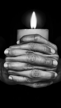 Płonąca świeca w dłoniach