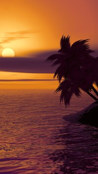 Pochylone palmy nad morzem